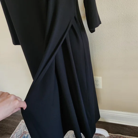 Eileen Fisher Womens Black Jersey Bottom Wrap Maxi Dress Size Large - Picture 4 of 9